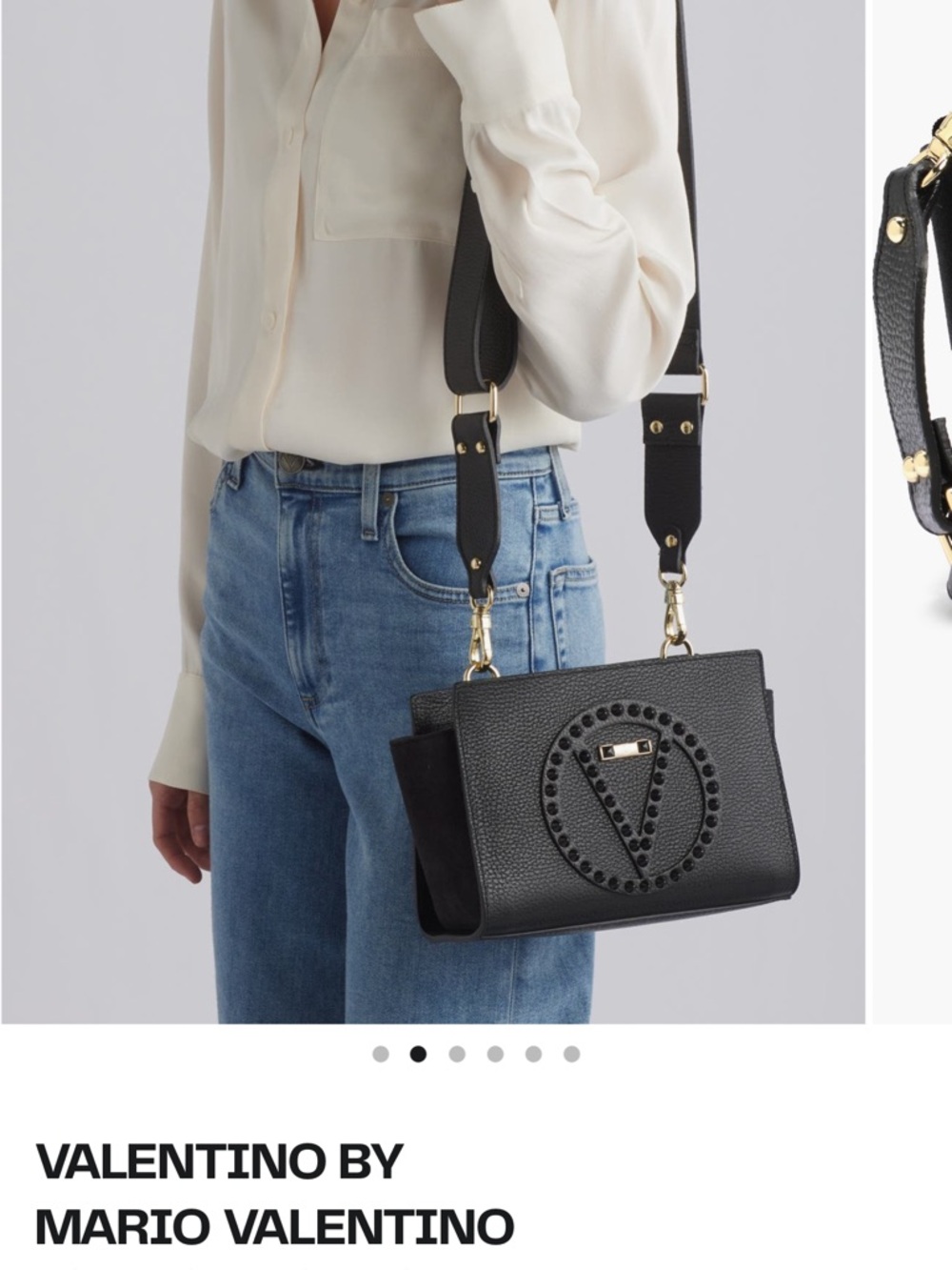 Valentino Black Leather Shoulder Bag with Studded Logo Detail